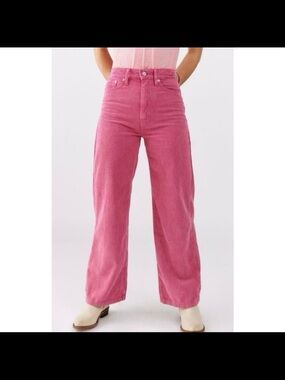 BDG High-Rise Wide-Leg Corduroy Jeans in Pink